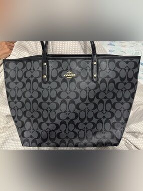 Not Authentic Coach Black and Charcoal Signature Tote
